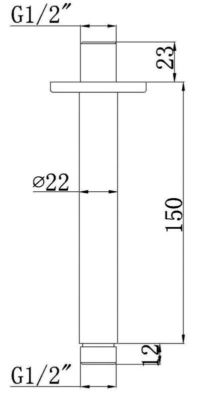 זרוע עגולה מהתקרה לראש מקלחת 250X20 מ
